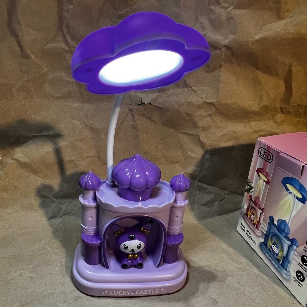Lucky Castle LED Desk Lamp Purple Kawaii Castle Flower Night Light USB Powered - Picture 7 of 16